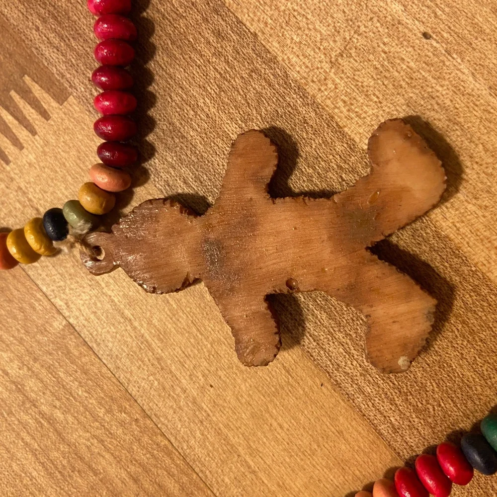 Vintage 8ft Gingerbread Beaded Christmas Garland Primitive Decor
